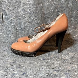 Blush Pink Patent Leather Platform Mary Jane Pumps